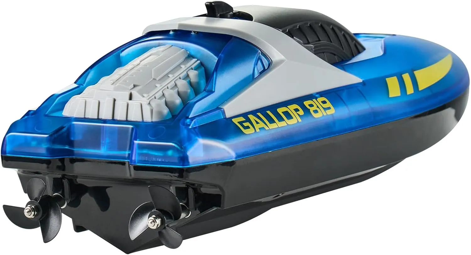 VEVOR RC Boat for Kids, Remote Control Boat for Pools & Lakes, Racing Boat with LED Light & 2 Rechargeable Batteries, Whole Body Waterproof, Water Play Toy Gift for Adults Boys & Girls