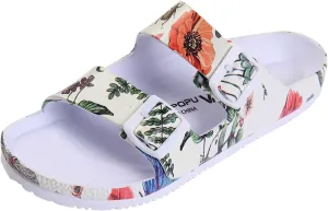 VICT POPU Womens Sandals Adjustable Double Buckle Strap Waterproof EVA Flat Slides