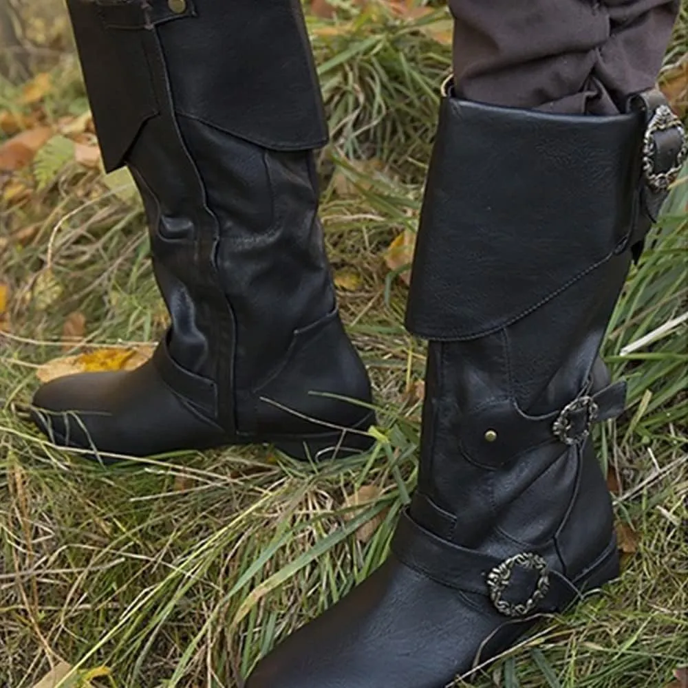 Viking Knight Boots, Retro Court Plus Size Medieval Shoes, Renaissance Flanging Snow Boots for Halloween Cosplay