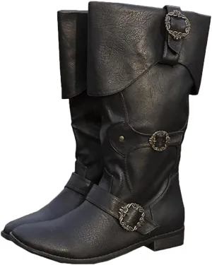 Viking Knight Boots, Retro Court Plus Size Medieval Shoes, Renaissance Flanging Snow Boots for Halloween Cosplay