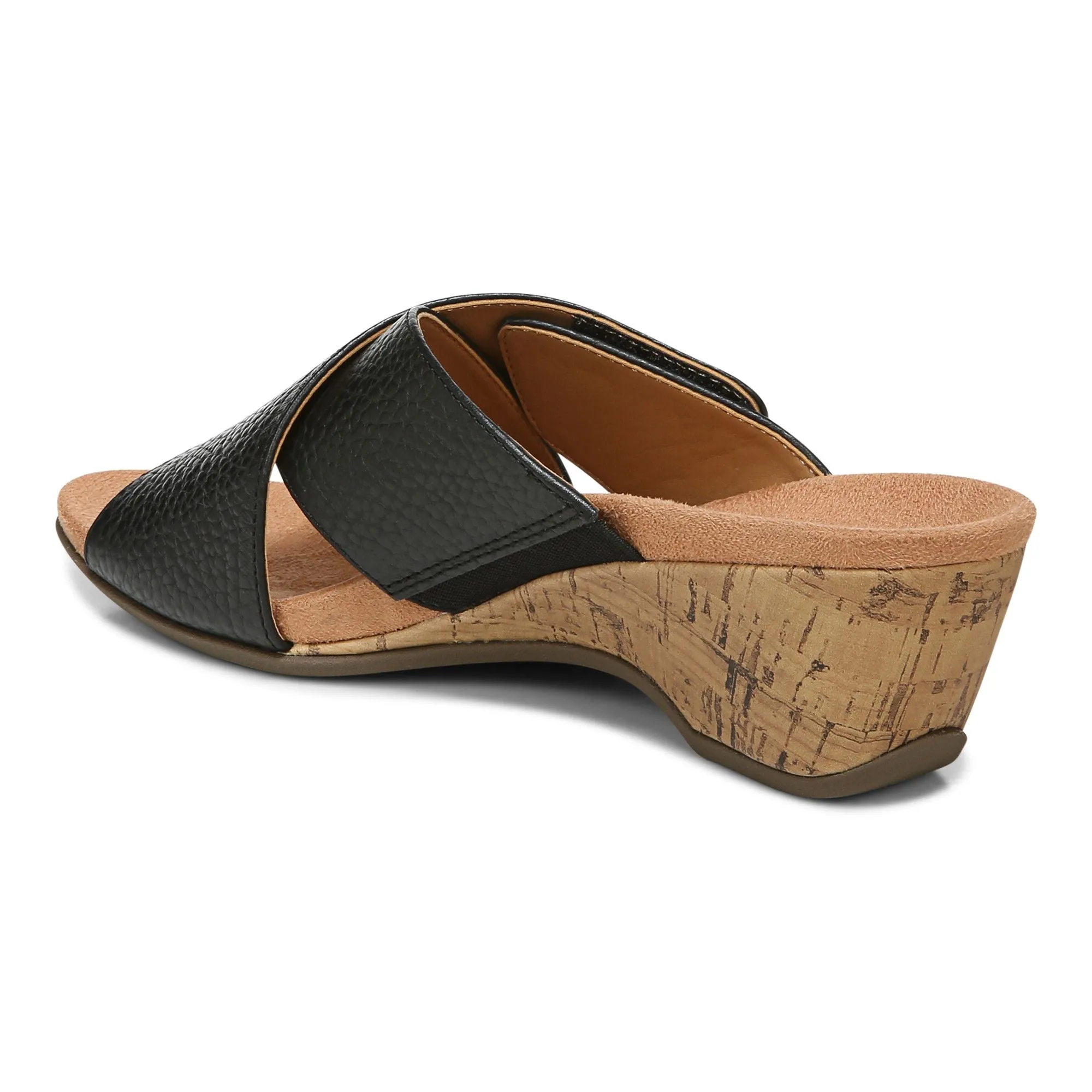 Vionic Leticia Wedge Sandal Black Leather