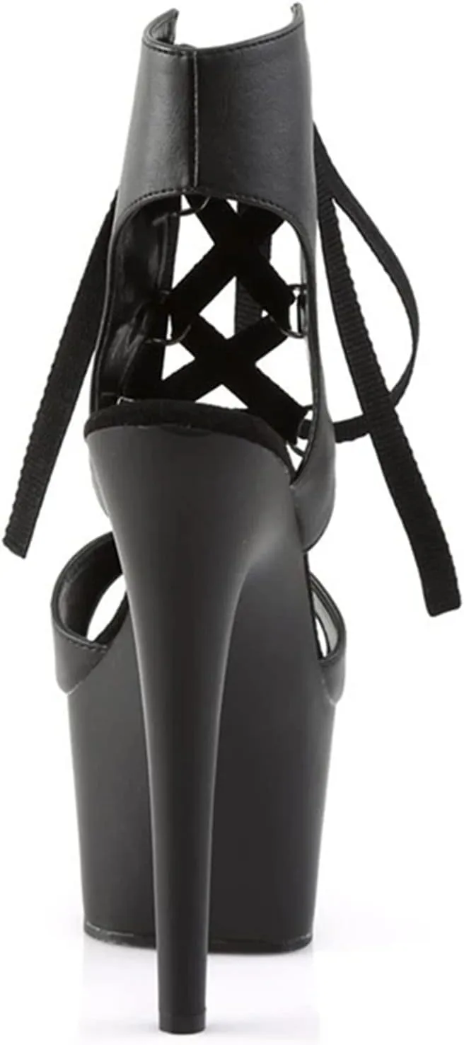 Vujkliy Lace Up High Heel Sandals Round Toe Platform Stiletto Sandals Sexy Casual Catwalk 17 Cm/6.6In Fashion Women's Shoes Large Size