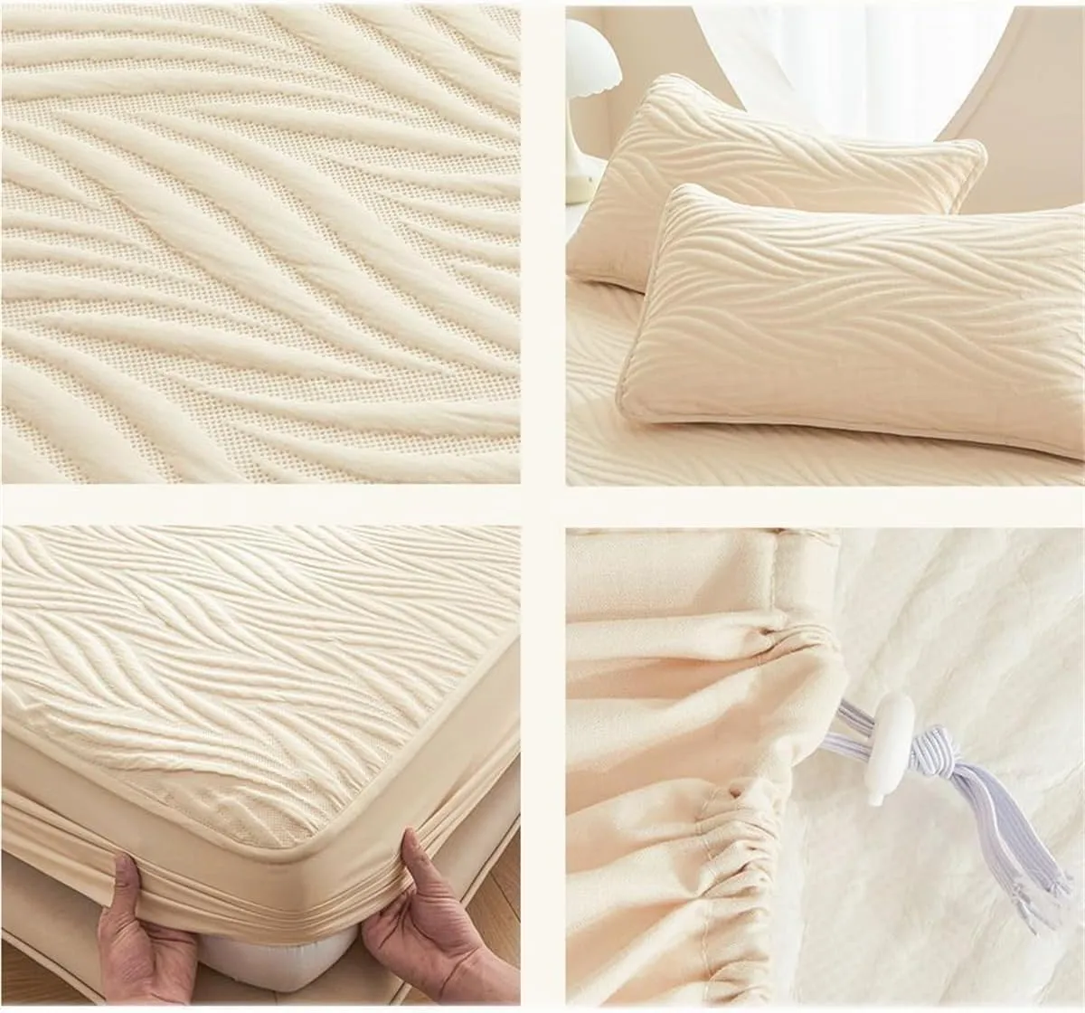 Waterproof Full Size Mattress Protector, 11in Deep Pocket Water Ripple Mattress Cover, Breathable Noisless Mattress Protector for Bedroom, Machine Washable (B,Twin XL: 35 * 79in)