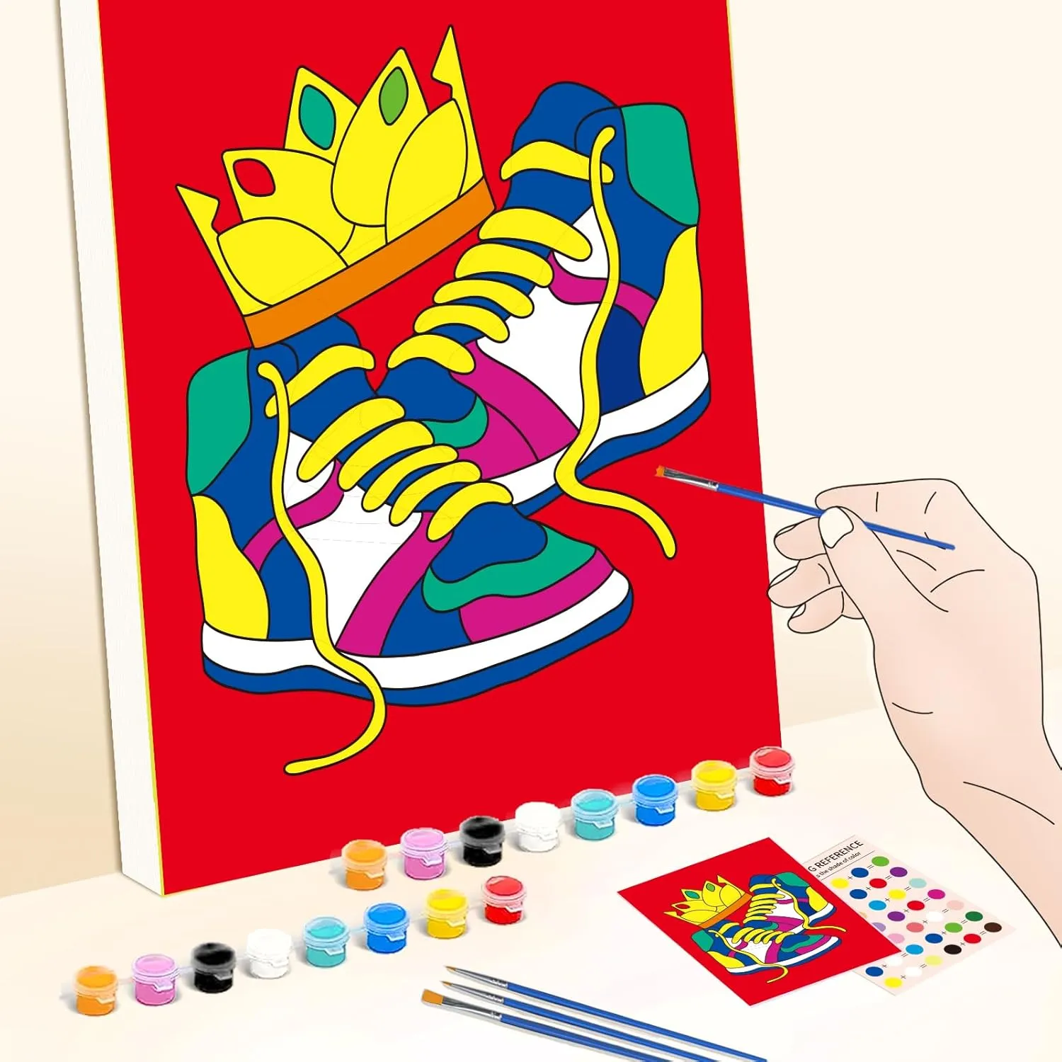 WEBEEDY 4 Pack 8x10 Pre Drawn Canvas Painting Kit Sneakers High Heel Stretched Canvas Painting for Adults DIY Painting and Sip Party Supplies Valentine's Day Birthday Gifts