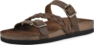 WHITE MOUNTAIN Women's Huntington Signature Comfort Molded Footbed Double Buckle Braided Sandal