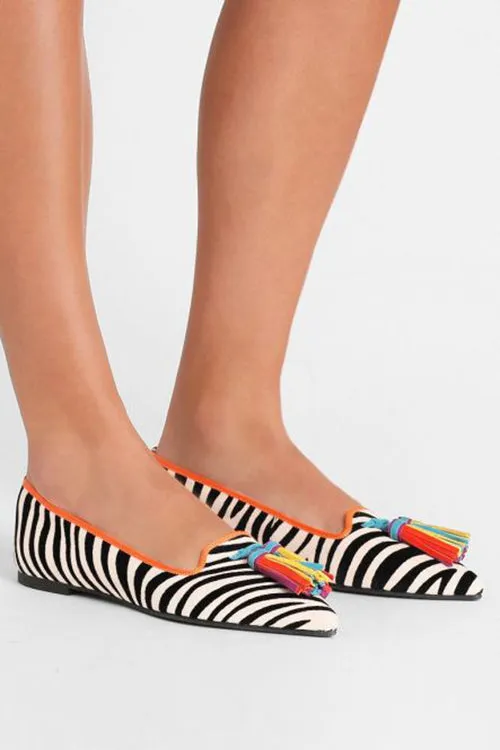 Wild Tassel Pointed Flat Shoes