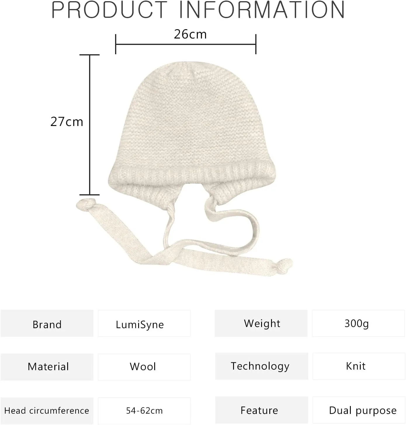 Winter Wool Knitted Hat Adjustable Drawstring Dual Purpose Earflap Hat and Knitted Bag Slouch Beanie Baggy Skull Cap