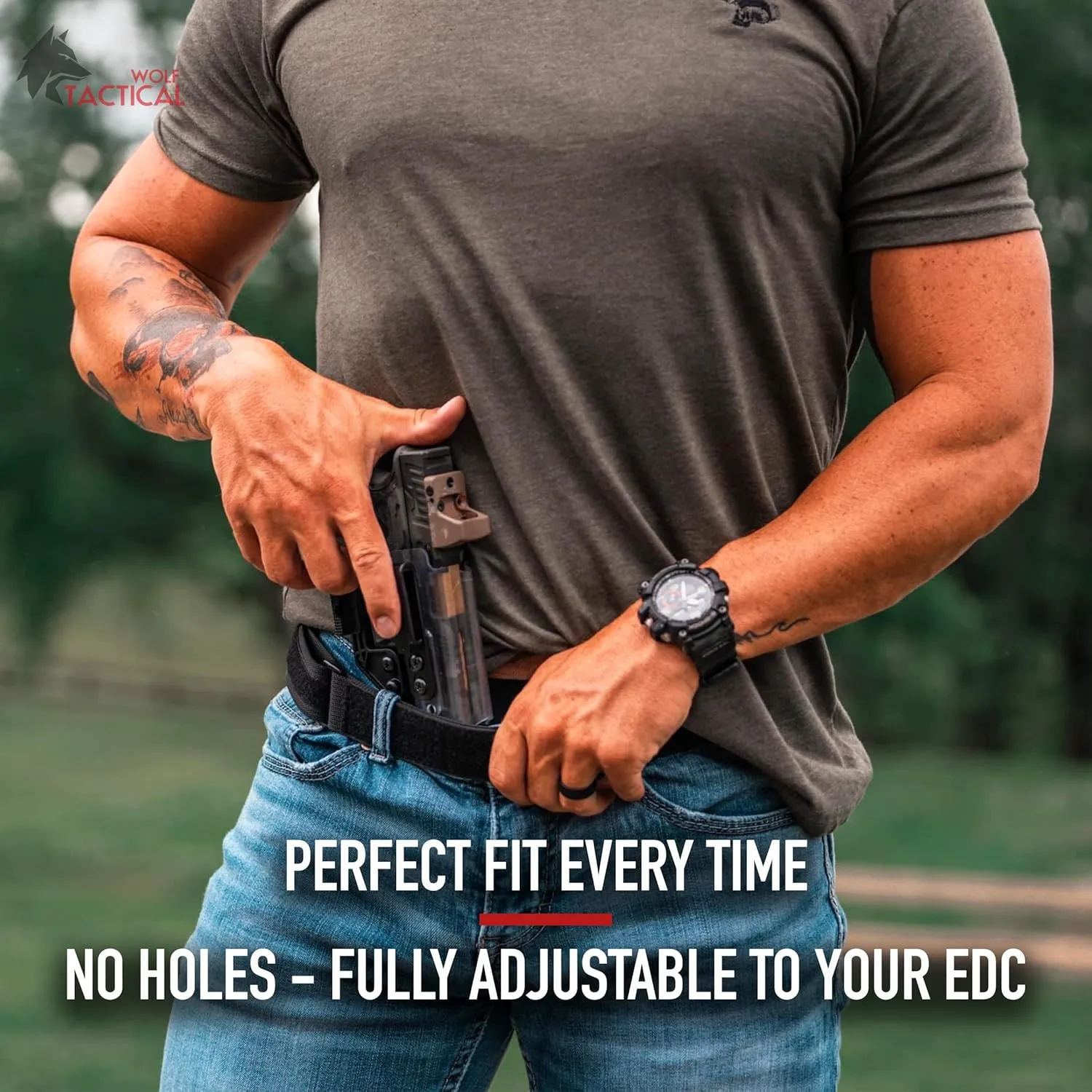 WOLF TACTICAL Simple EDC/Inner Belt Loop Liner Gun Belt for Men Concealed Carry & CCW