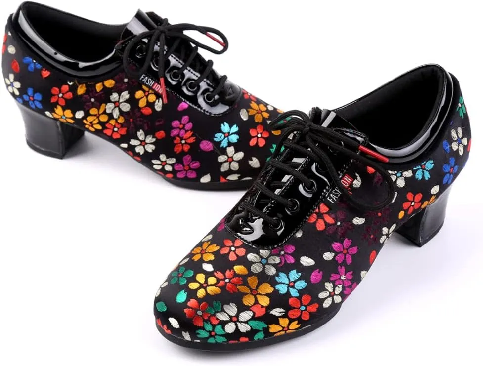 Women Latin Ballroom Dance Shoes Lace up Modern Performence Latin Salsa Practice Dance Shoes,Model 601