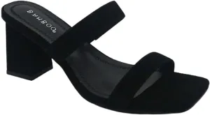 Women Square Toe Double Band Low Block Heel Sandals By Bamoo