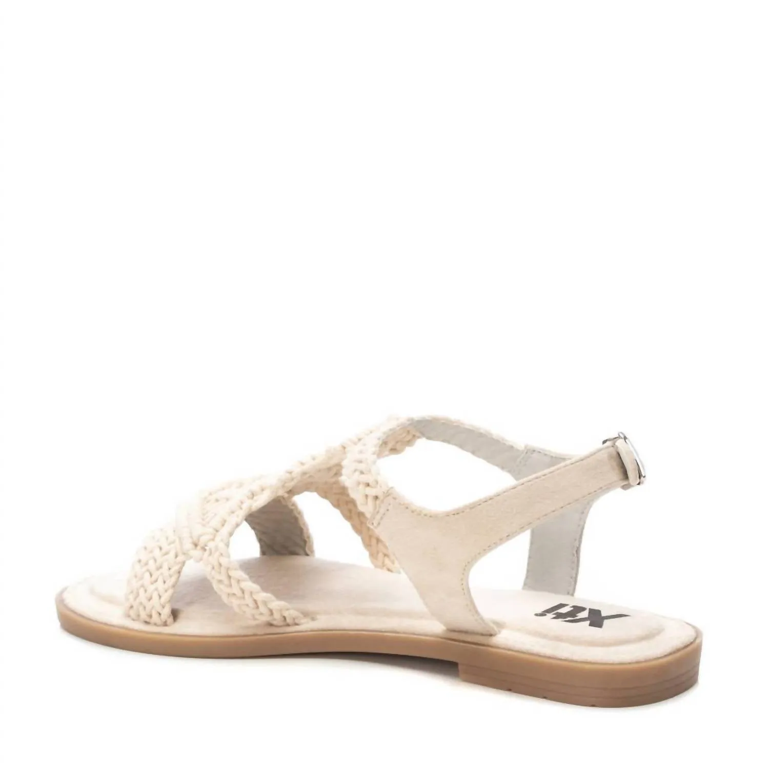 Women's Braided Strap Flat Sandals In Light Beige