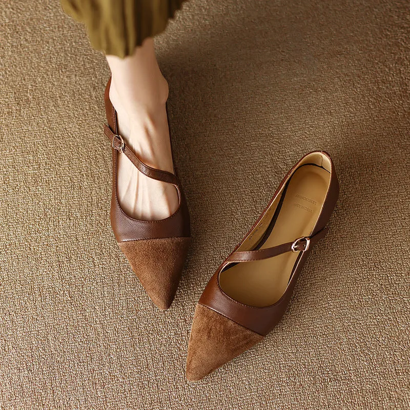 Women's Buckle Belt French Flat Shoes