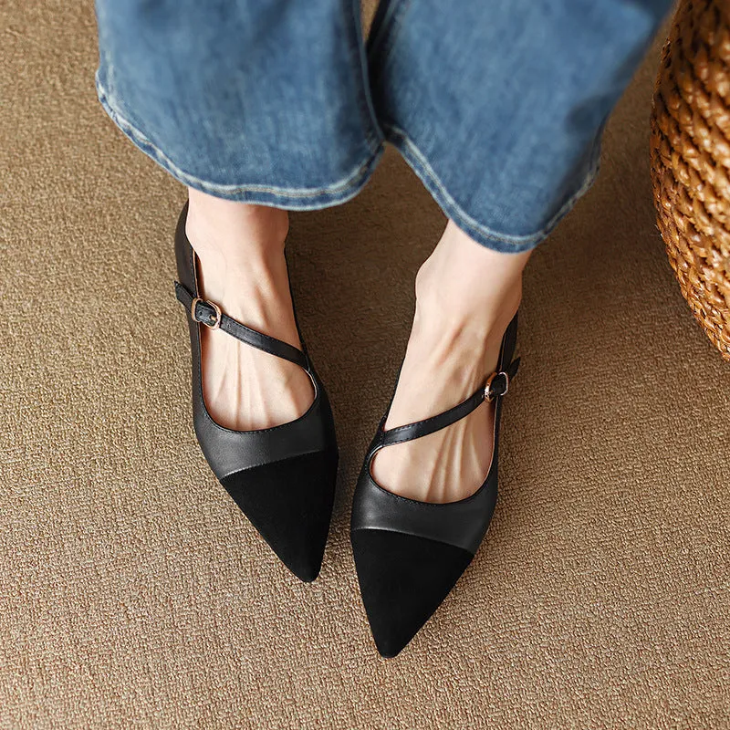 Women's Buckle Belt French Flat Shoes