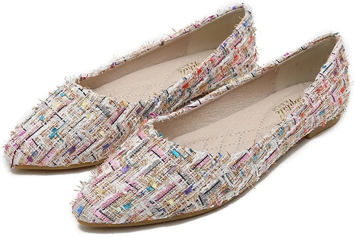 Women's Casual Ballet Flats Polka Dot Comfort Pointed Toe Slip on Flat Loafers Walking Shoes