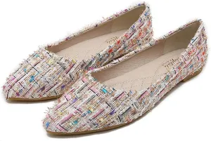 Women's Casual Ballet Flats Polka Dot Comfort Pointed Toe Slip on Flat Loafers Walking Shoes