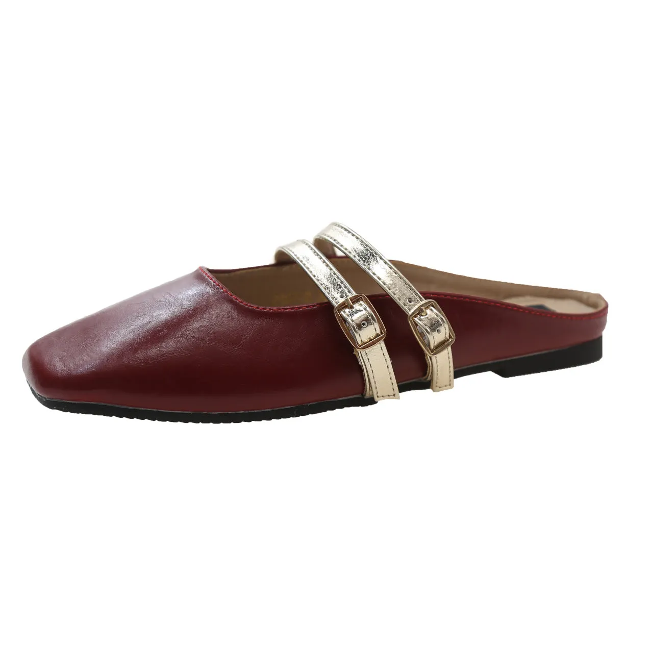 Women's Double Buckle Lazy Flat Slippers