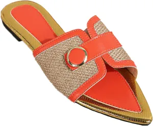 Women's Linen Fashion Pointed Toe Flat Slides Sandals Comfortable Lightweight Non-Slip Open Toe Slip On Summer Beach Slippers
