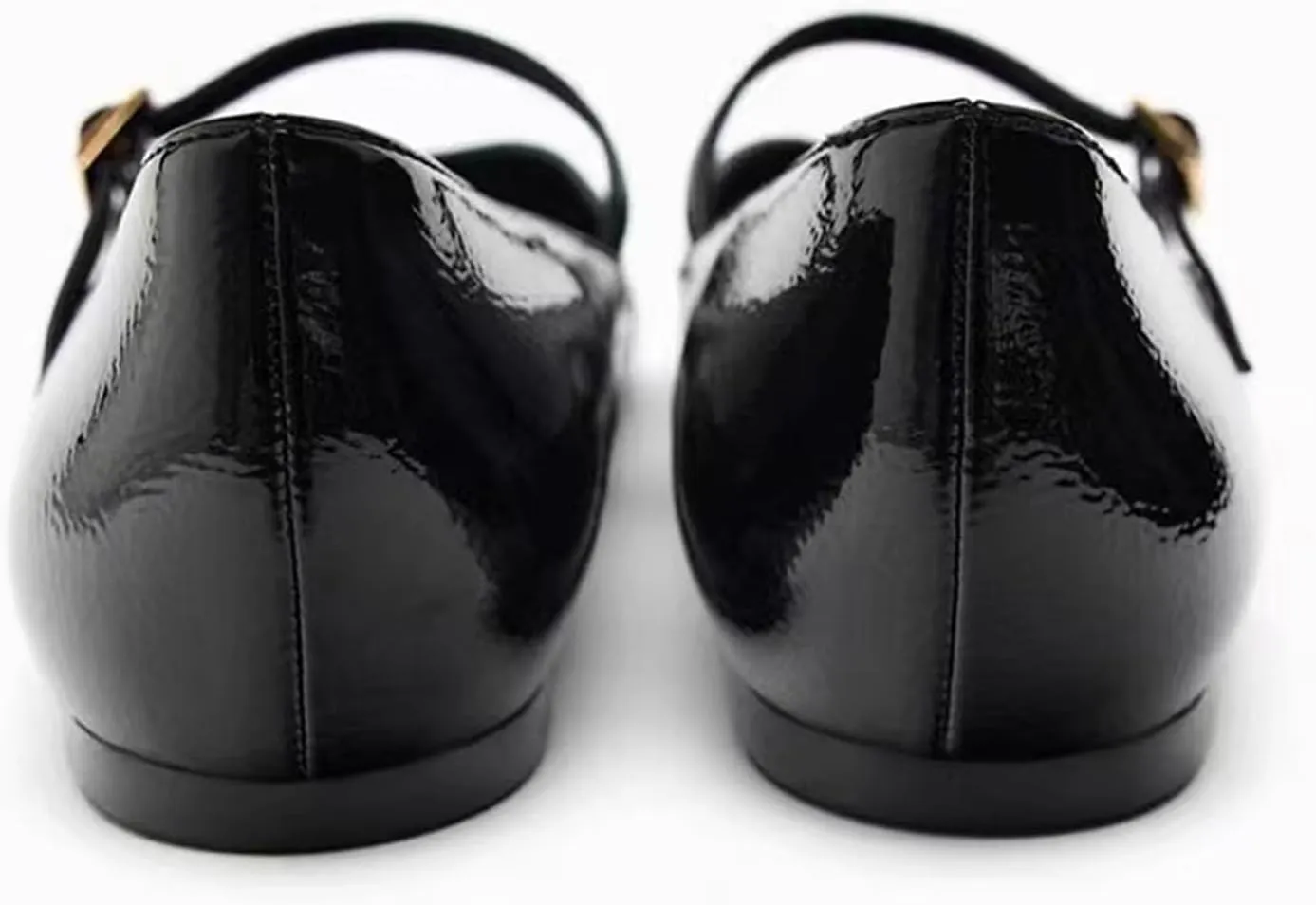 Women's Patent Leather Elegant Ballet Flats Comfortable Round Toe Adjustable Buckle Strap Flat Non-Slip Mary Jane Shoes Suitable for Dancing Walking