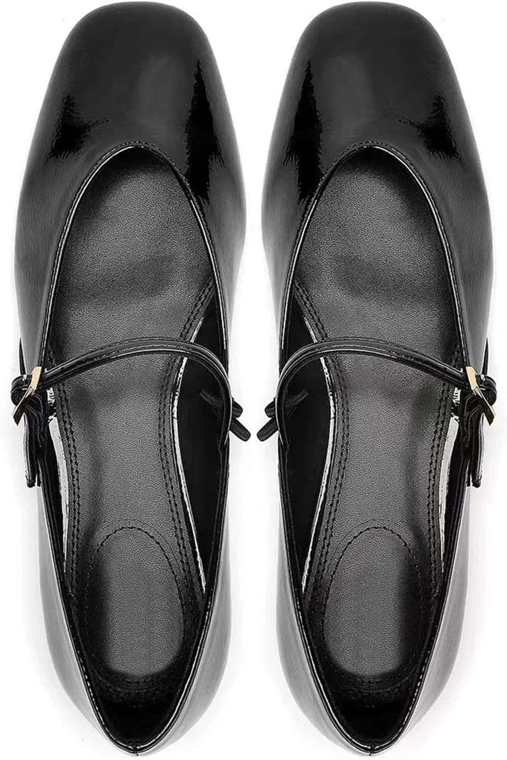 Women's Patent Leather Elegant Ballet Flats Comfortable Round Toe Adjustable Buckle Strap Flat Non-Slip Mary Jane Shoes Suitable for Dancing Walking