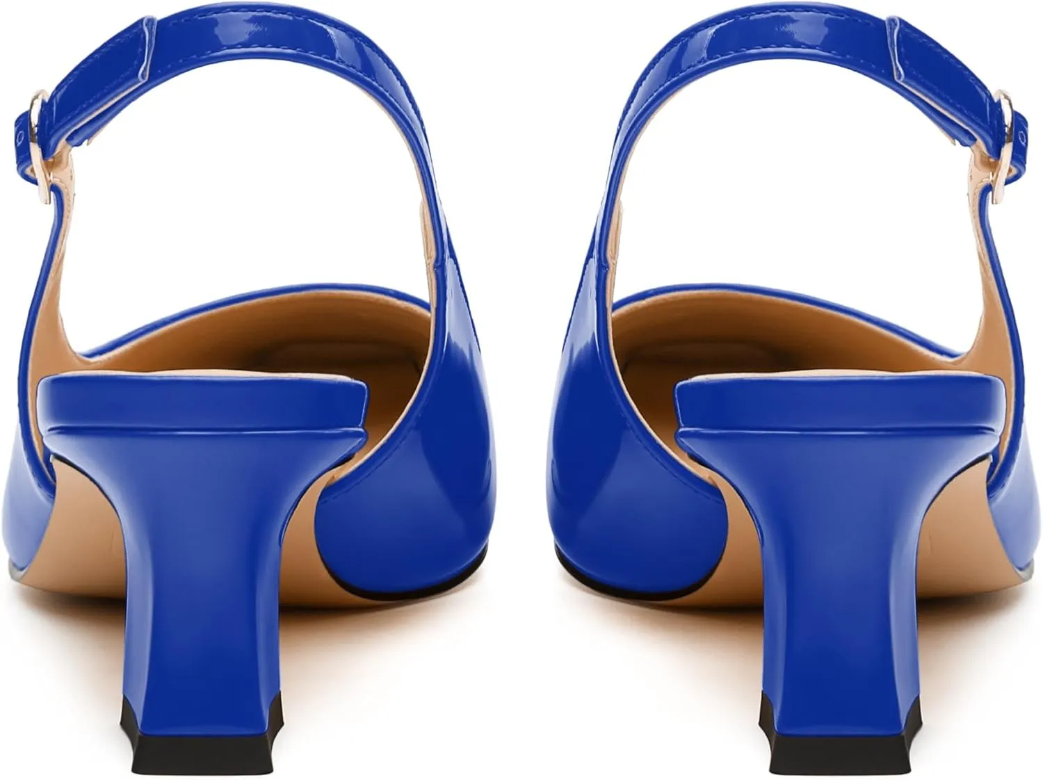 Womens Slingbacks, Small Square Toe Mid Block Heel Slingback Pumps for Women, Leather Insole Pumps Shoes Buckle Closure 2"