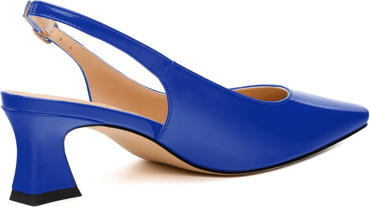 Womens Slingbacks, Small Square Toe Mid Block Heel Slingback Pumps for Women, Leather Insole Pumps Shoes Buckle Closure 2"