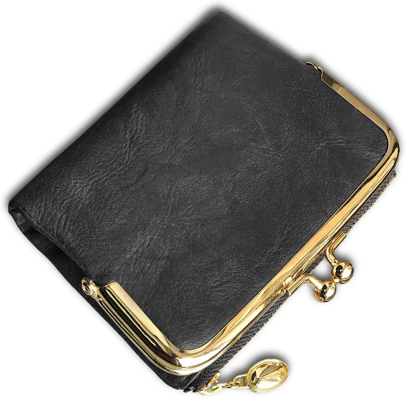 Womens Wallet Small Bifold Rfid Ladies Mini Vintage Coin Purse With Zipper and Kiss Lock (Grey)