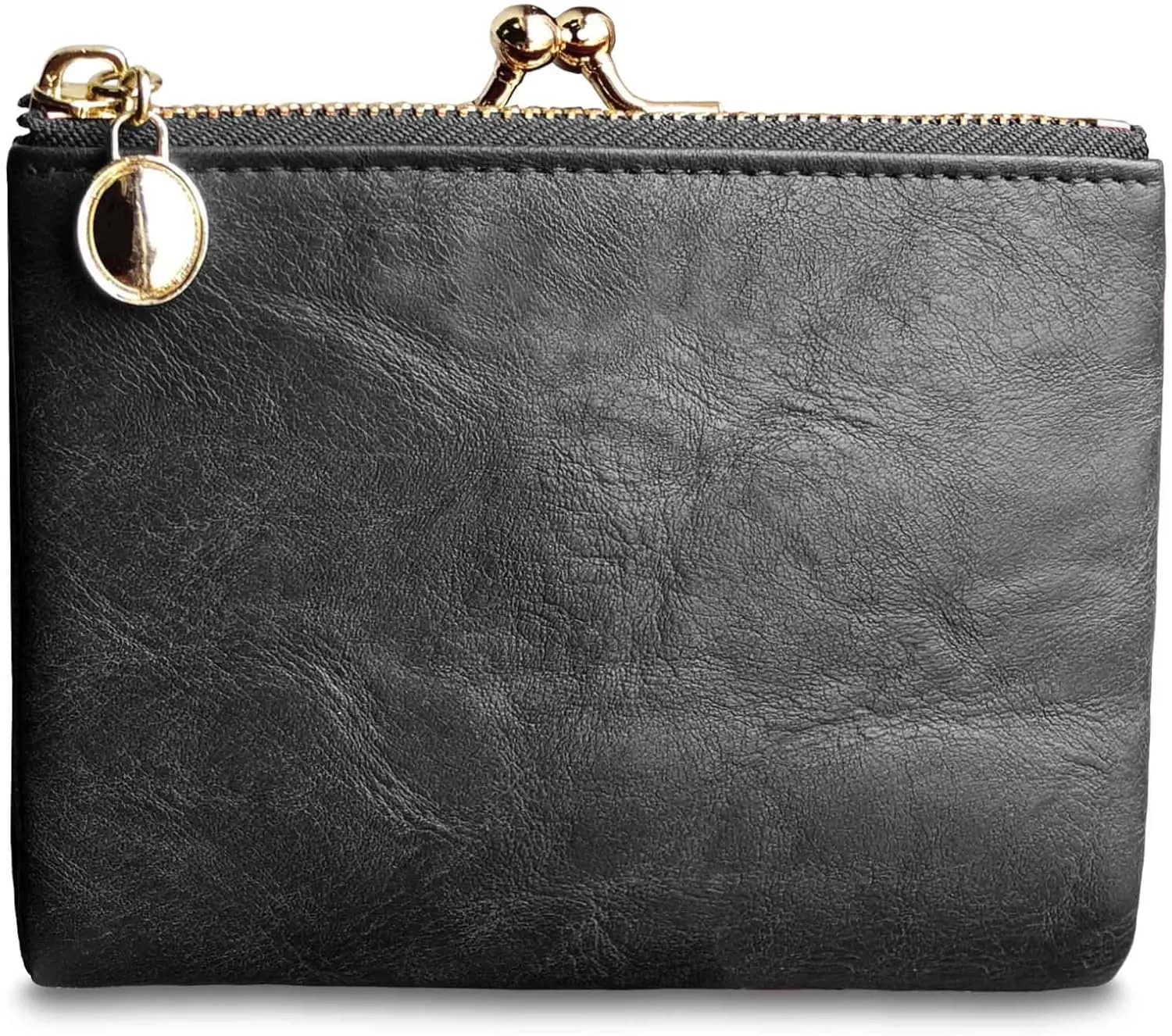 Womens Wallet Small Bifold Rfid Ladies Mini Vintage Coin Purse With Zipper and Kiss Lock (Grey)