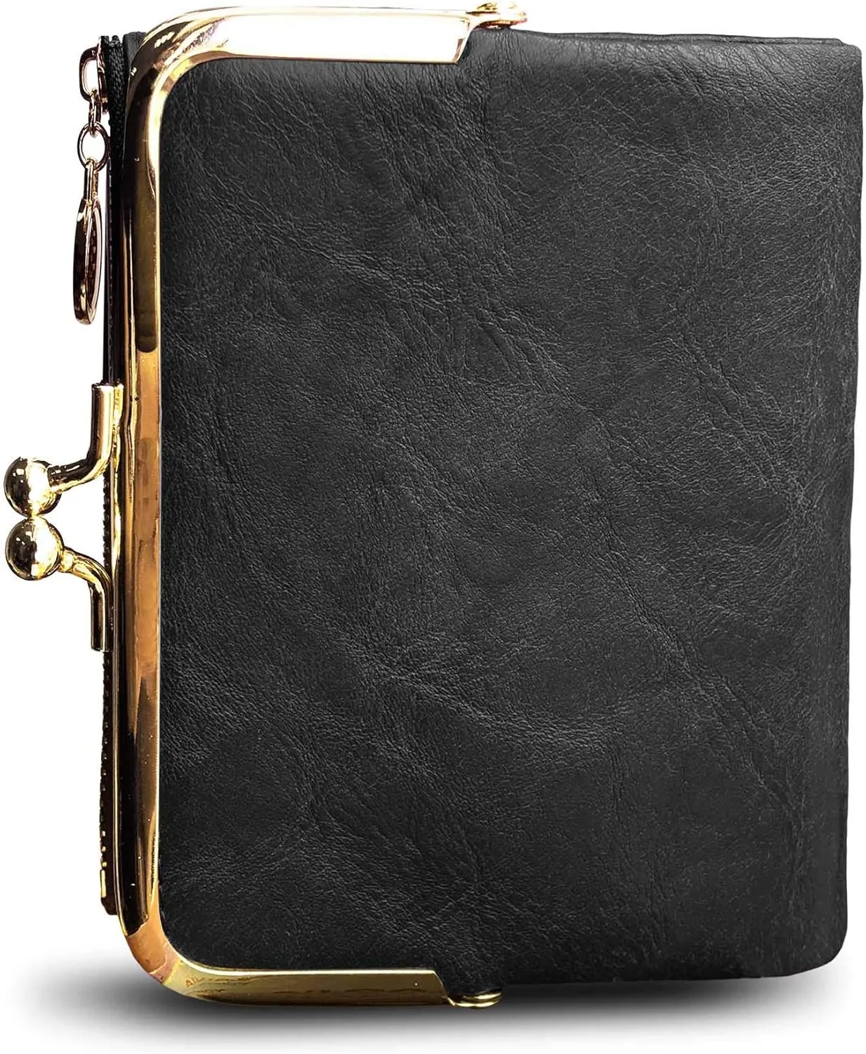 Womens Wallet Small Bifold Rfid Ladies Mini Vintage Coin Purse With Zipper and Kiss Lock (Grey)