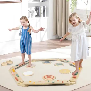 Wooden Balance Beam Stepping Stones, 6 PCS Toddler Balance Boards, Montessori Balance Beam for kids 3-5, Build Coordination Motor Skills Gymnastics Obstacle Course Toys Indoor for Girls Boys Gift