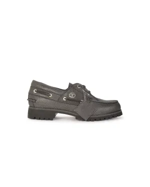 X VIBRAM Boat Shoe Black Leather