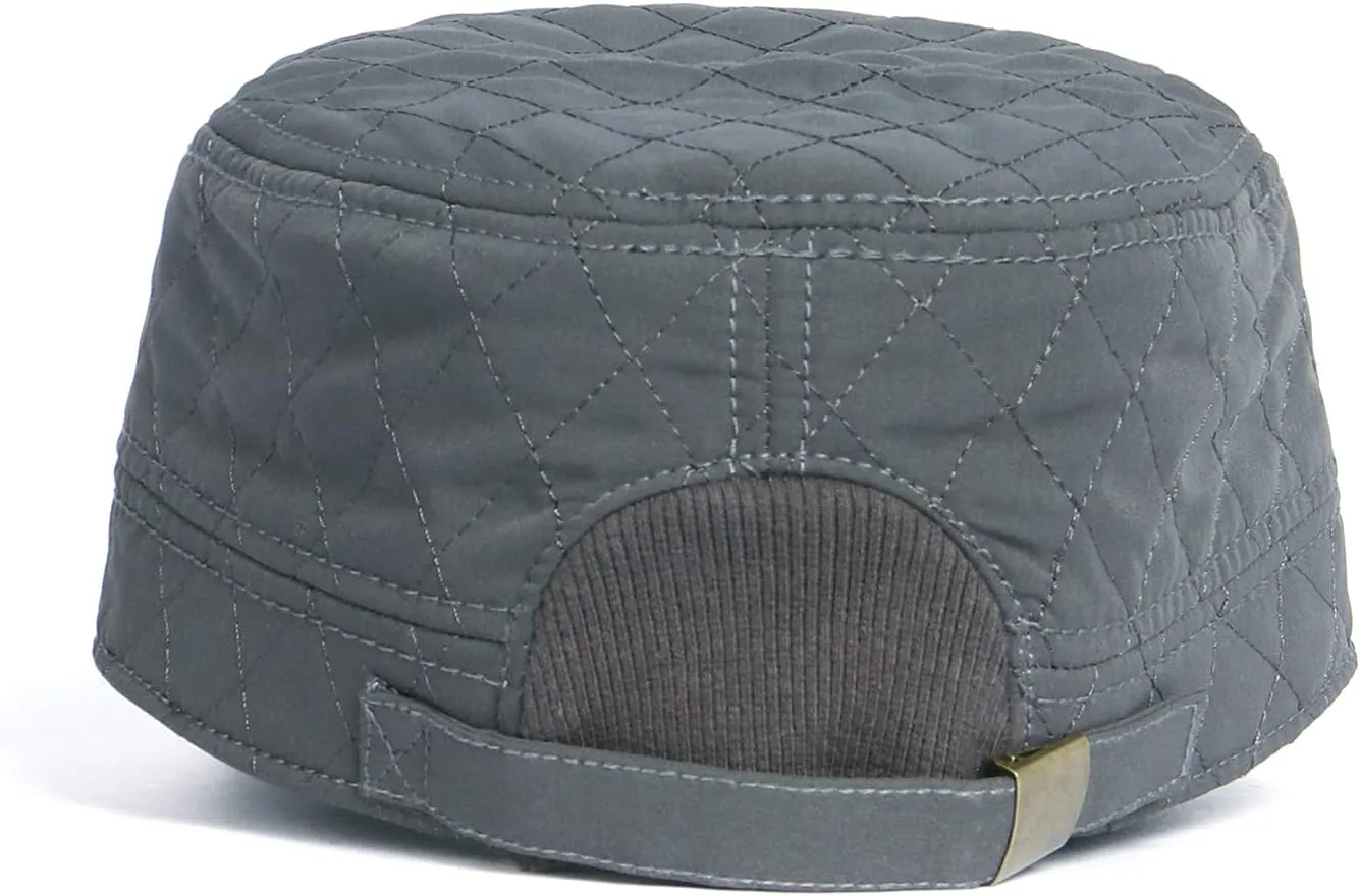 XXL Oversize Woolen Flat Top Army Cap,Closed Back Warm Winter Cadet Hat for Big Heads,Large Military Fleece Sports Hats