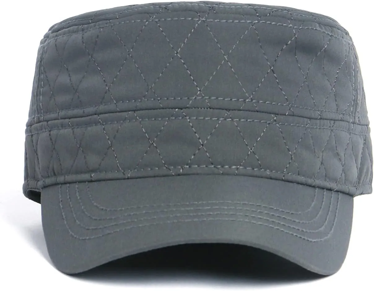 XXL Oversize Woolen Flat Top Army Cap,Closed Back Warm Winter Cadet Hat for Big Heads,Large Military Fleece Sports Hats