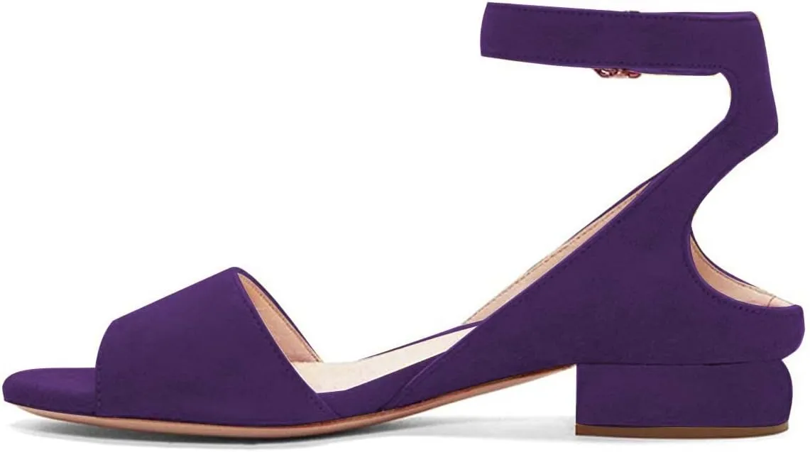 XYD Strappy Low Heel Sandal Pumps for Women Open Toe Ankle Strap Slingback Chunky Heeled Dressy Shoes