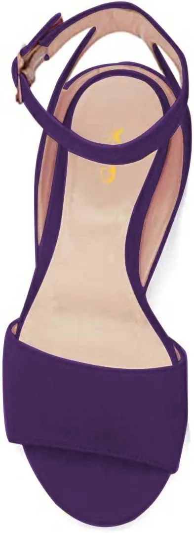 XYD Strappy Low Heel Sandal Pumps for Women Open Toe Ankle Strap Slingback Chunky Heeled Dressy Shoes