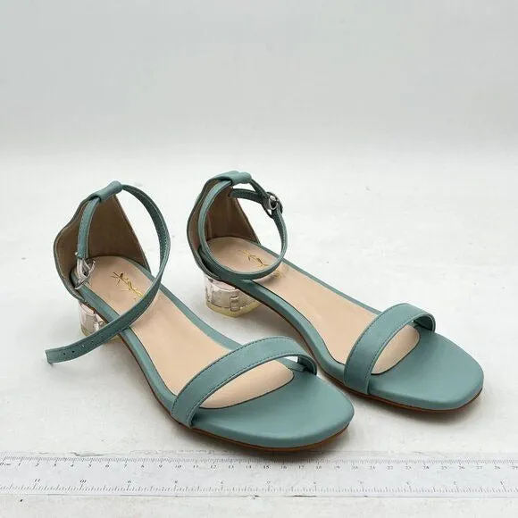 XYD Women Open Toe Strappy Clear Chunky Low Heel Sandal Pumps Ankle Strap Buckle