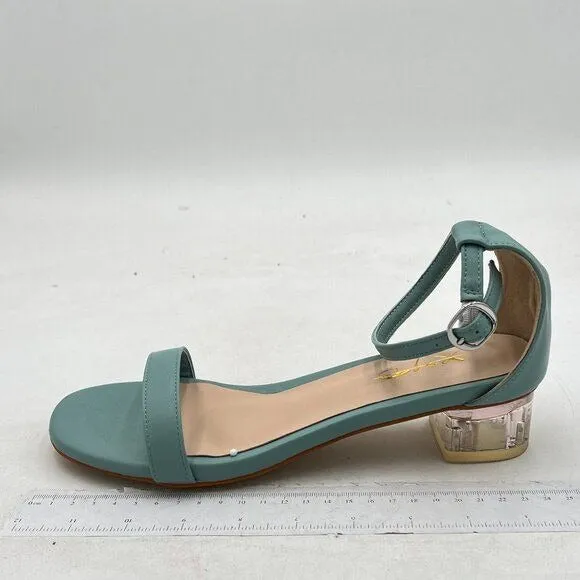 XYD Women Open Toe Strappy Clear Chunky Low Heel Sandal Pumps Ankle Strap Buckle