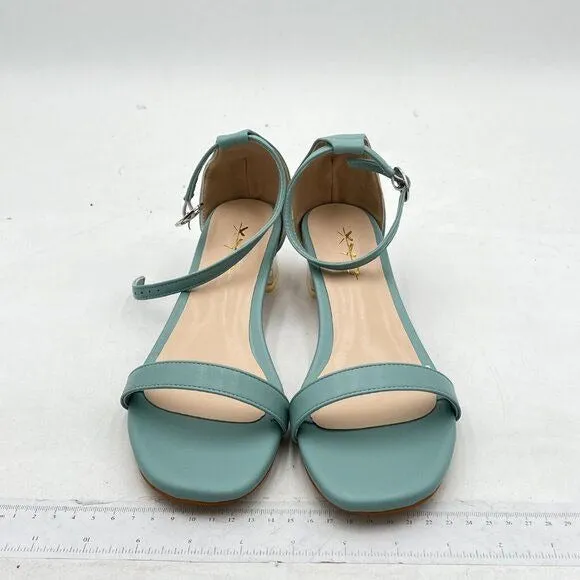 XYD Women Open Toe Strappy Clear Chunky Low Heel Sandal Pumps Ankle Strap Buckle
