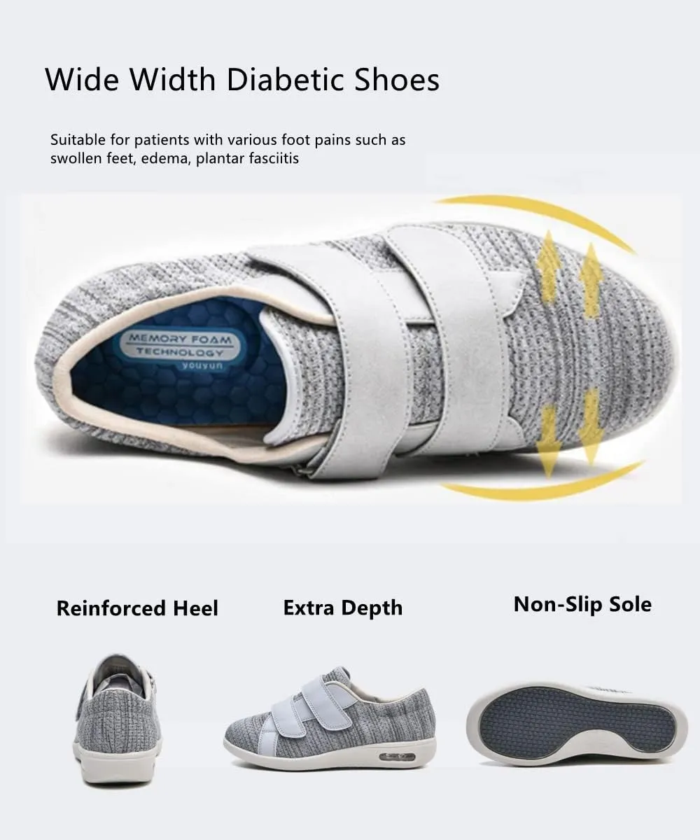 ZGDG Men's Diabetic Edema Shoes Wide Width Walking Shoes with Adjustable Closure Lightweight Non-Slip Sneaker for Swollen Feet Elderly Hammertoe Arthritis Bunions