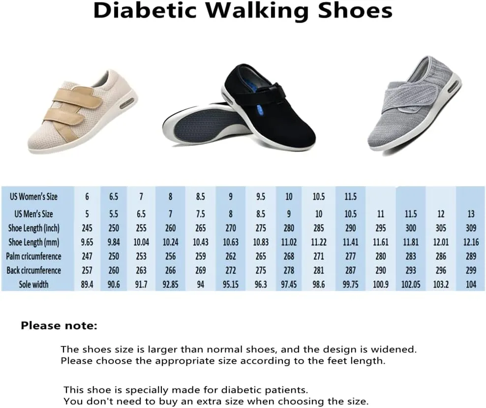 ZGDG Men's Diabetic Edema Shoes Wide Width Walking Shoes with Adjustable Closure Lightweight Non-Slip Sneaker for Swollen Feet Elderly Hammertoe Arthritis Bunions