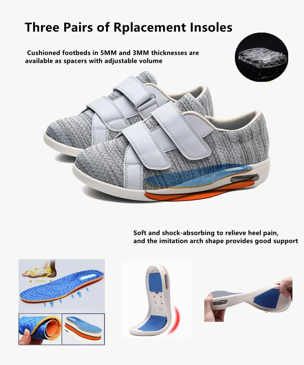 ZGDG Men's Diabetic Edema Shoes Wide Width Walking Shoes with Adjustable Closure Lightweight Non-Slip Sneaker for Swollen Feet Elderly Hammertoe Arthritis Bunions